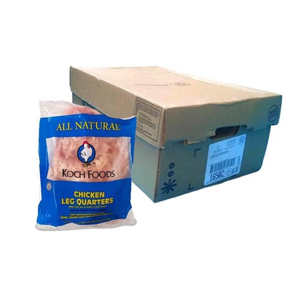 Caja de Cuartos traseros de pollo Kosh Foods de 40lb